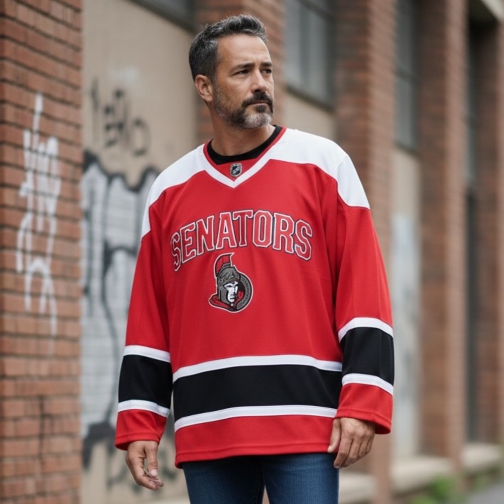 #29 NHL Senators Red and Black V-Neck Sweater